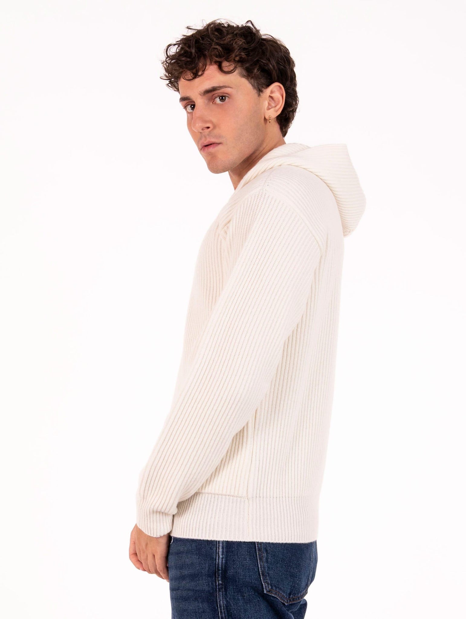 Cardigan Lardini con Zip in Lana Vergine e Cashmere Panna AALMML424120 Lardini