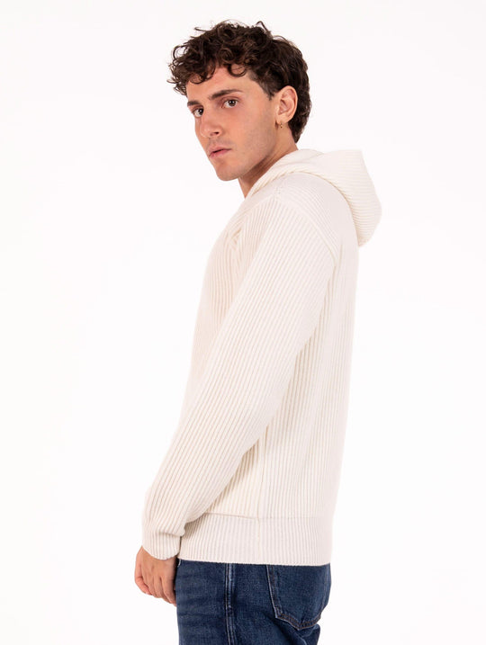 Cardigan Lardini con Zip in Lana Vergine e Cashmere Panna