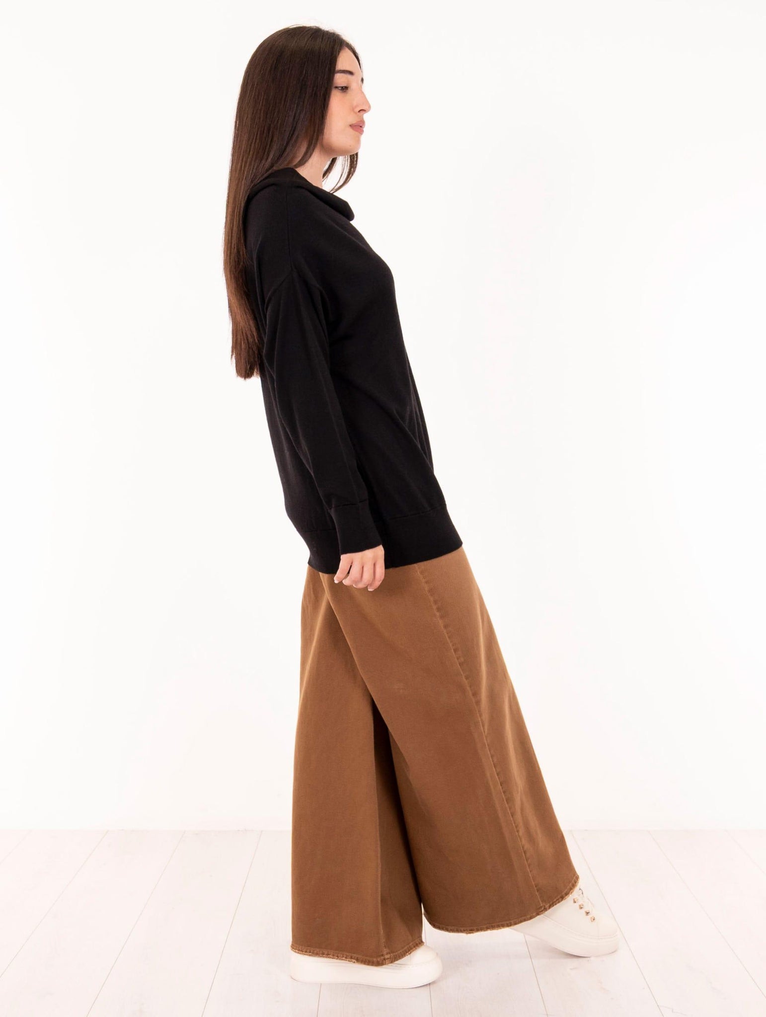 Maglia Vulcano Alpha Studio in Lana Merinos Extrafine Nera AD-4020C2002 Alpha Studio