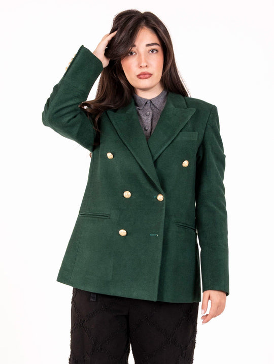 Doppelreihiger Blazer Roy Roger's aus glattem Cord Grün