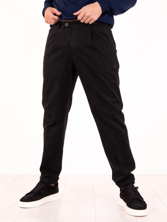 Pantalone Devore in Cotone Piquet Nero