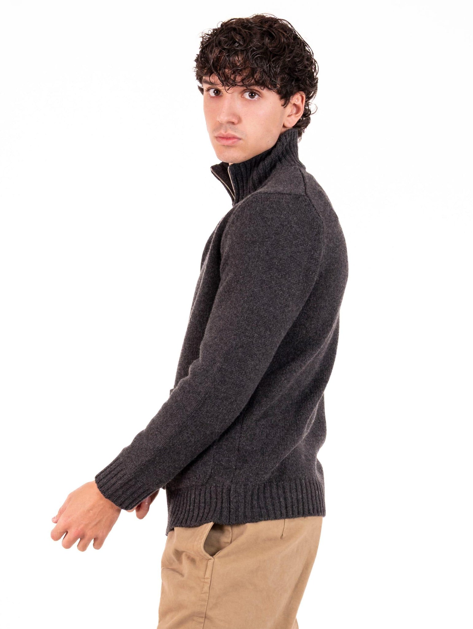 Cardigan Luigi Gentile in Lana e Cashmere Antracite LG123807 Luigi Gentile
