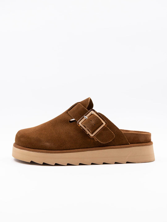 Sabot Platform Colors of California in Suede Cognac