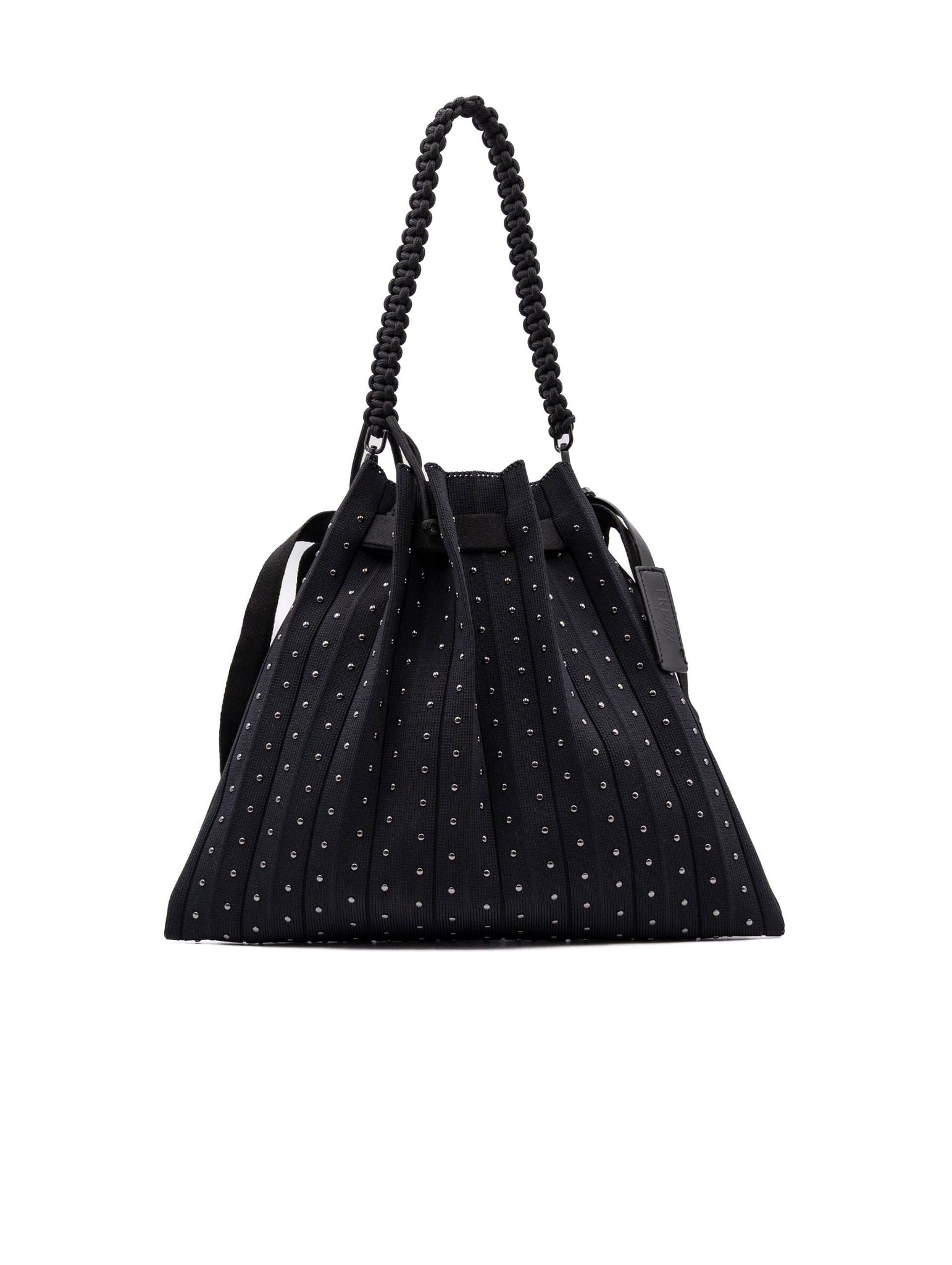 Borsa a Secchiello Borchie Fri-Yay in Maglia Plissè Nera FXM_1225STUDS Fri-Yay