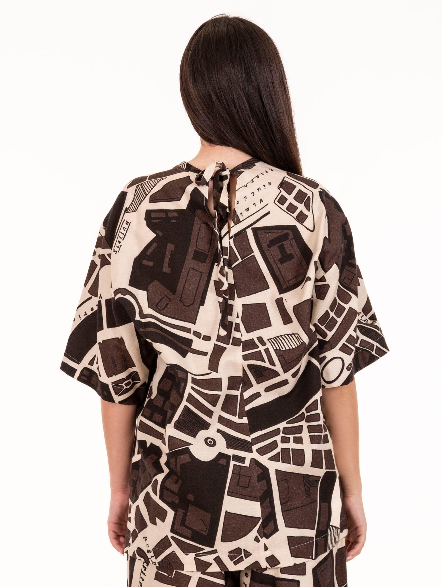 Blusa Alysi Rome Map Burro e Marrone 165238A5030BURRO Alysi