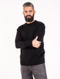 Alpha Studio Black Merino Wool Crew Neck