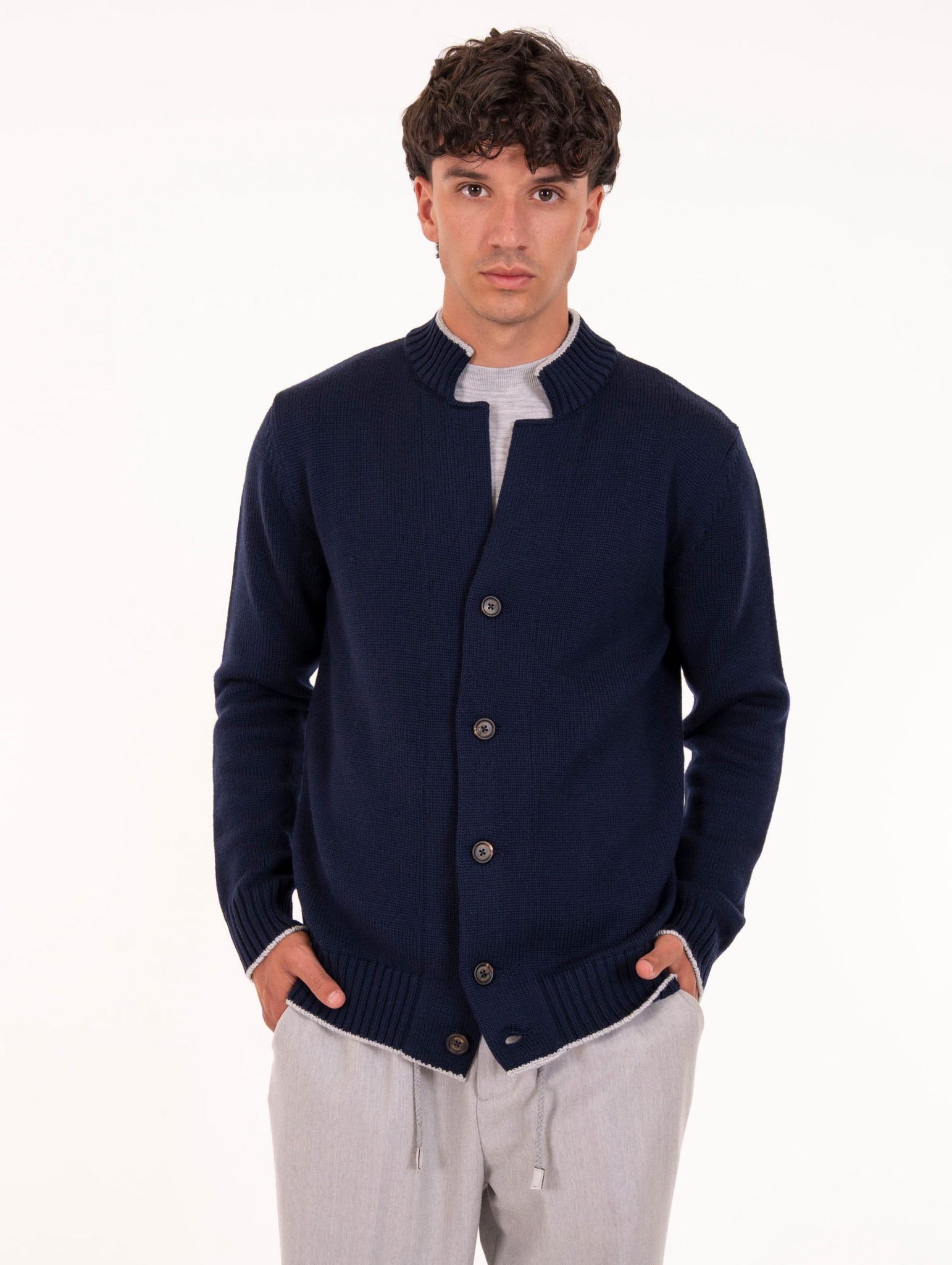 Cardigan Eleventy Milano Platinum in Lana Blu L76MAGL78MAG0L02911-13 Eleventy Milano