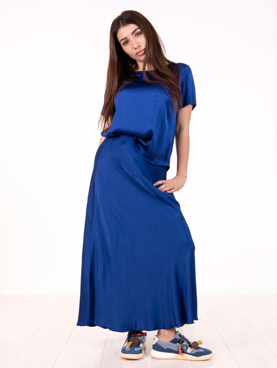 Gonna Daniele Fiesoli in Viscosa Stretch Bluette