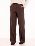 Pantalone Palazzo Alysi in Twill di Lana Marrone