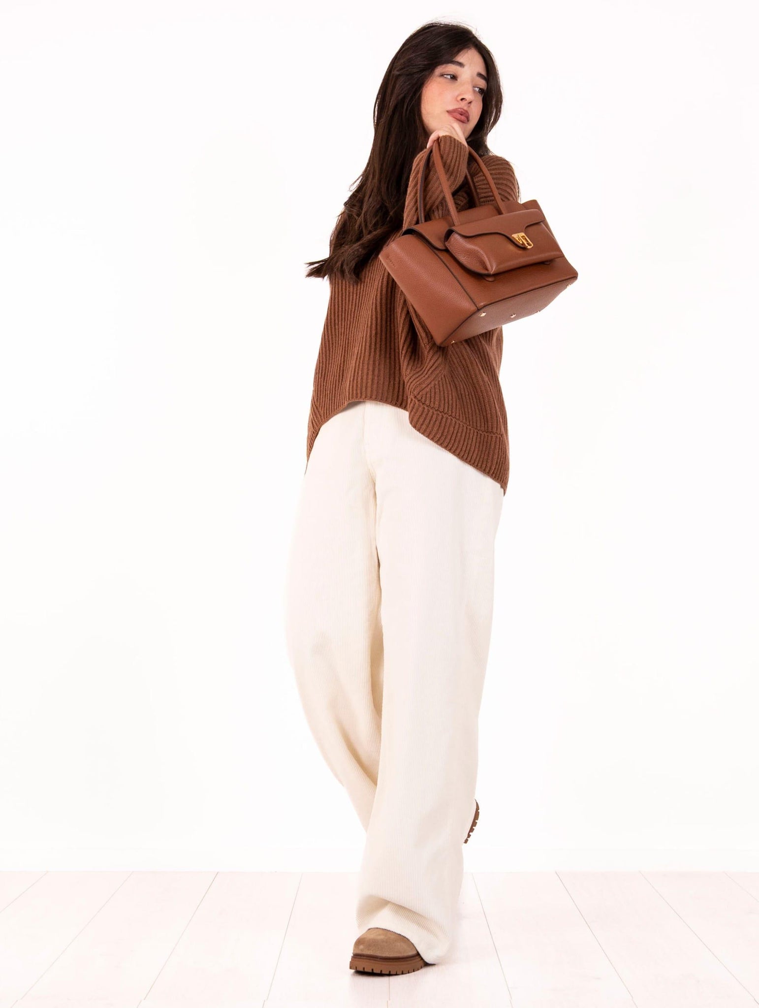 Borsa Double Beat Coccinelle in Pelle Martellata Cognac E1T8A180201W11 Coccinelle