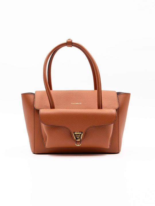 Borsa Double Beat Coccinelle in Pelle Martellata Terra di Siena