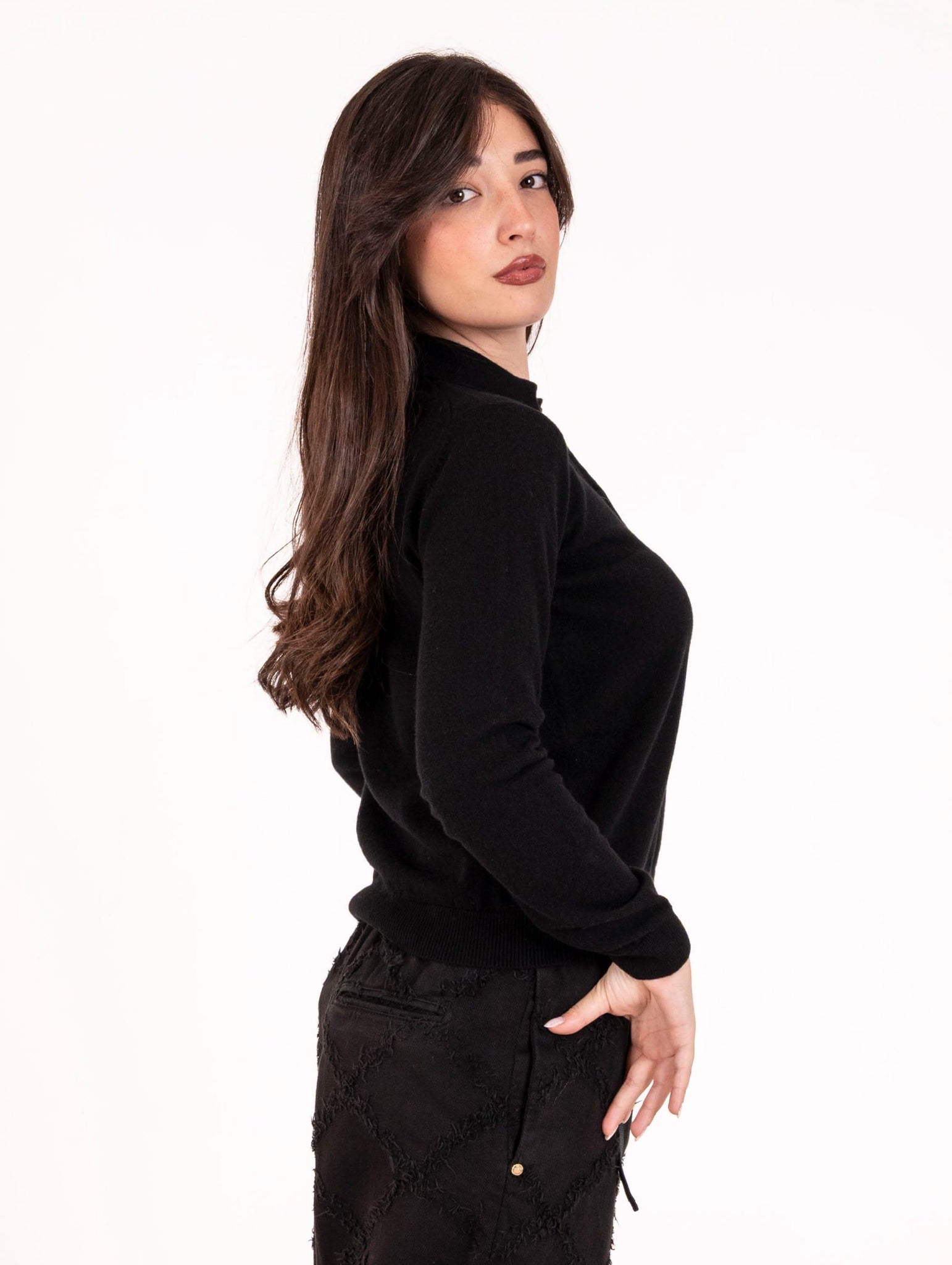 Maglia Polo Alpha Studio in Pura Lana Nera AD-4152B2002 Alpha Studio