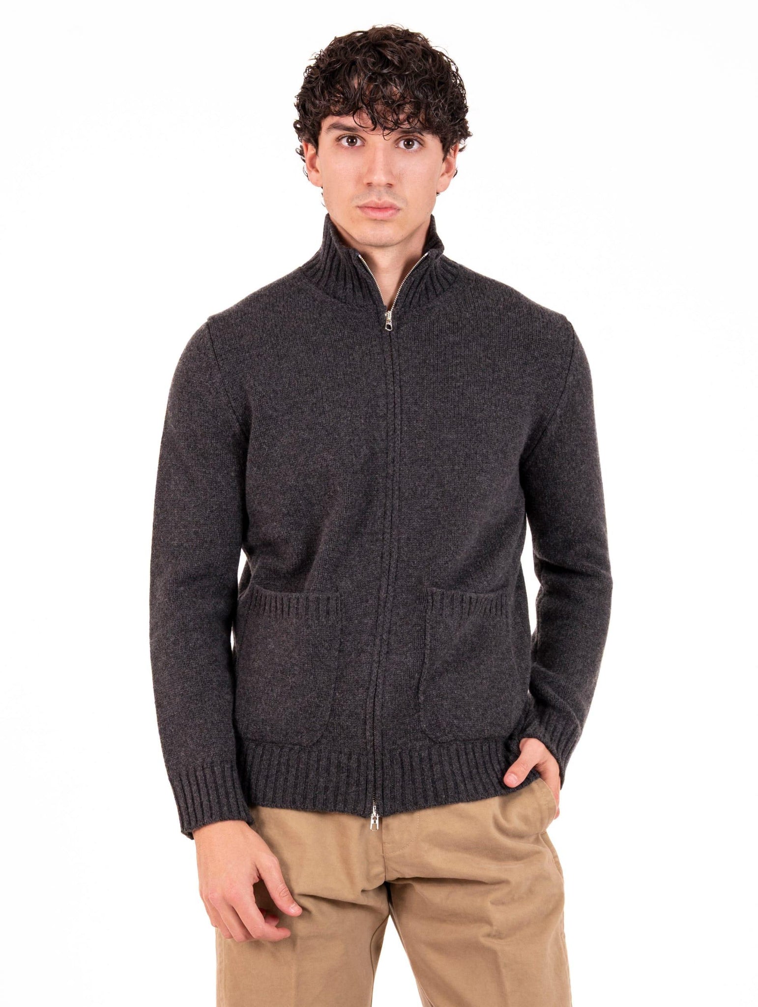 Cardigan Luigi Gentile in Lana e Cashmere Antracite LG123807 Luigi Gentile