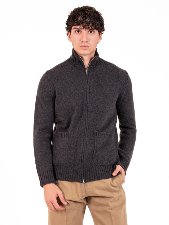 Cardigan Luigi Gentile in Lana e Cashmere Antracite