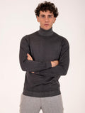 Maglia Dolcevita Four Stroke aus extrafeiner Merinowolle in Anthrazit
