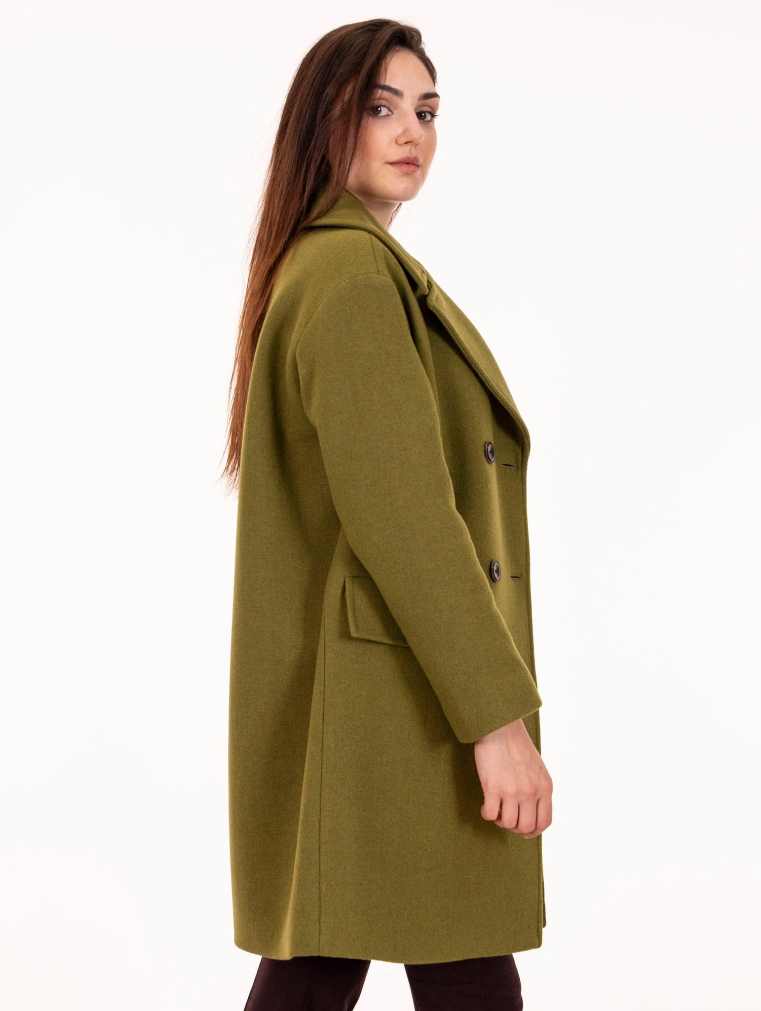 Cappotto Doppio Petto Alpha Studio in Twill di Lana Pistacchio AD-4710N2006 Alpha Studio