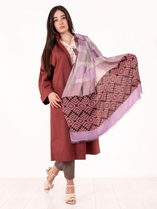 Alessia Santi Patchwork-Schal aus rosa-grünem Viskose-Mix