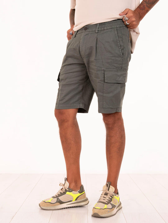 Bermuda Cargo Devorè aus Leinen und Militärbaumwolle