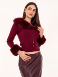 Mini Cardigan No Secret con Ecopelliccia Ciliegia
