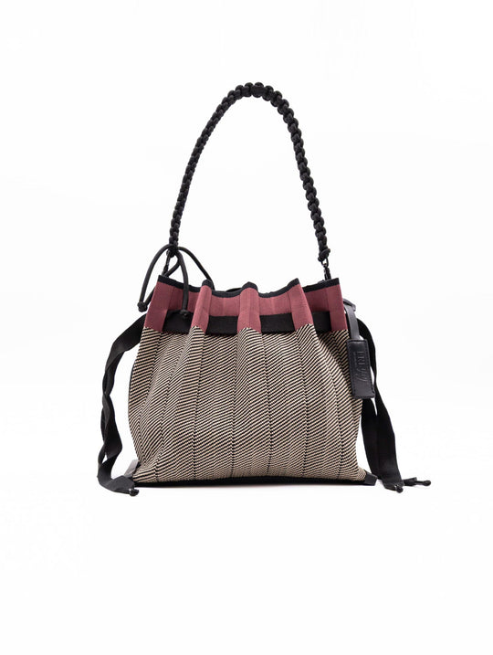 Fri-yay Bucket Bag in Cherry and Brown Knit