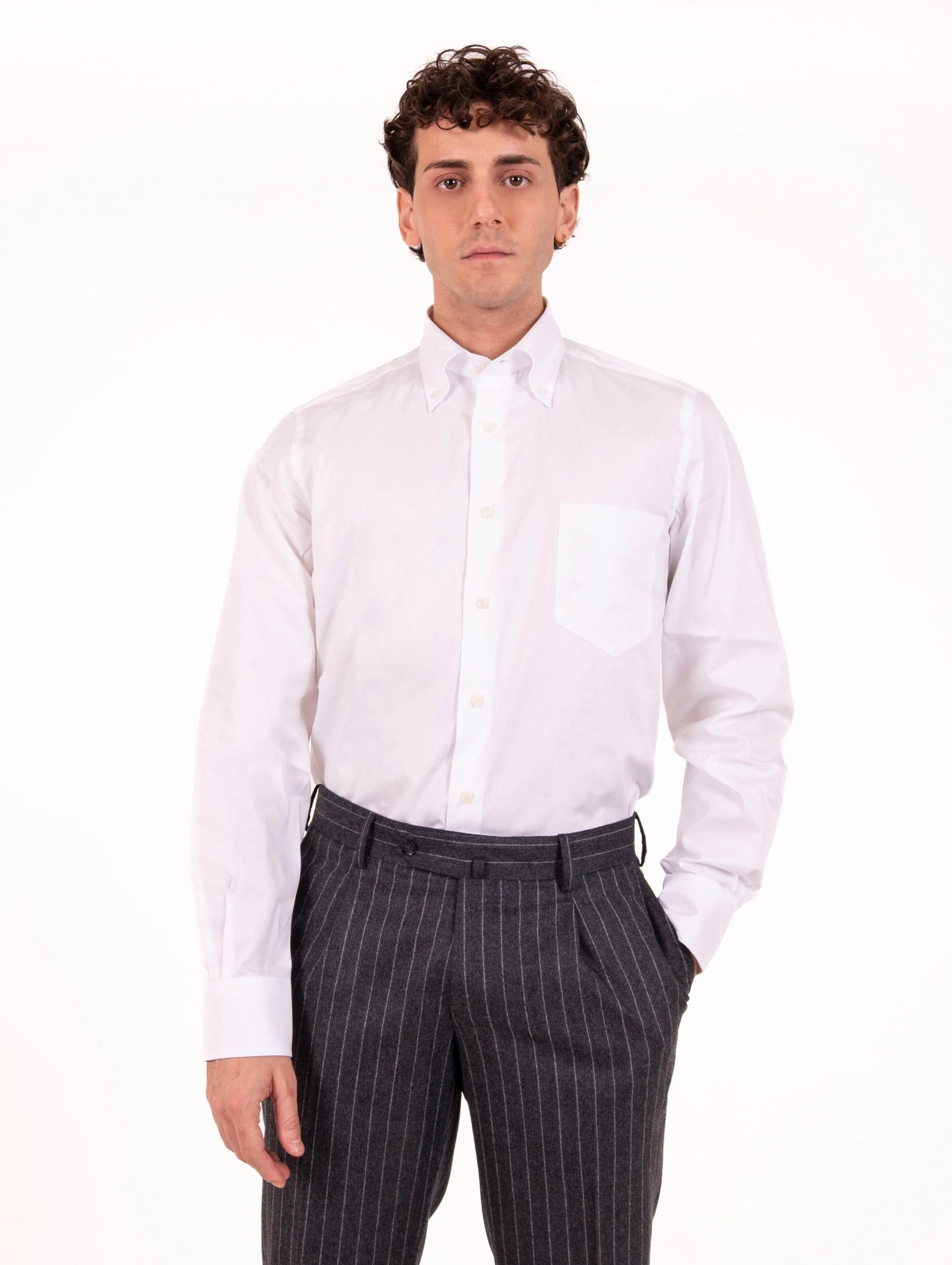 Camicia Regular Orian Botton Down in Cotone Bianca N35702UP3110 Orian