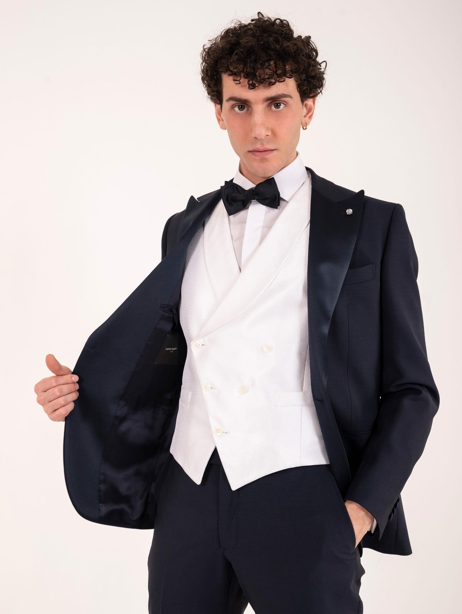 Gilet da Cerimonia Luigi Bianchi Mantova con Ricamo Geometrico Bianco 71616/01 1370BIANCO Luigi Bianchi Mantova