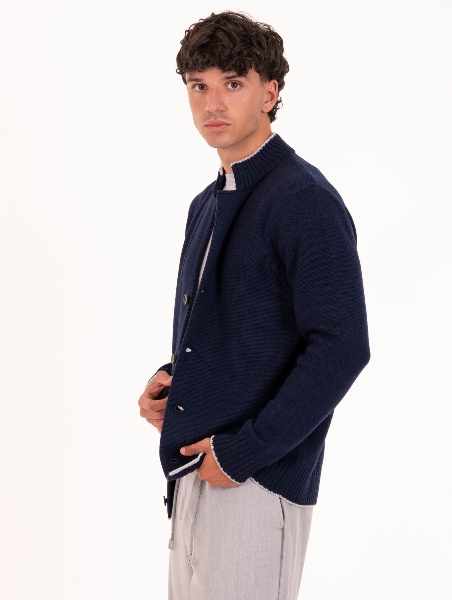 Cardigan Eleventy Milano Platinum in Lana Blu L76MAGL78MAG0L02911-13 Eleventy Milano