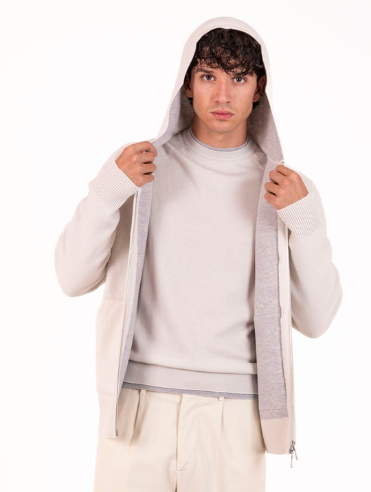 Felpa Eleventy Milano in Lana Panna e Grigio