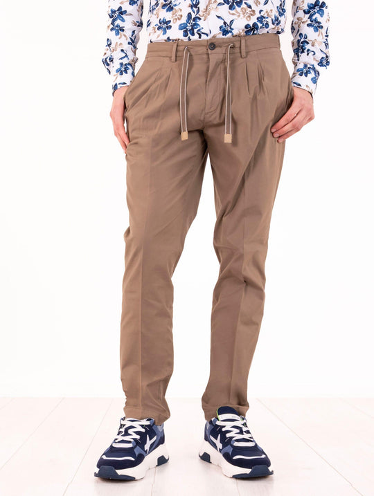 Pantalone Devore in Cotone Tortora