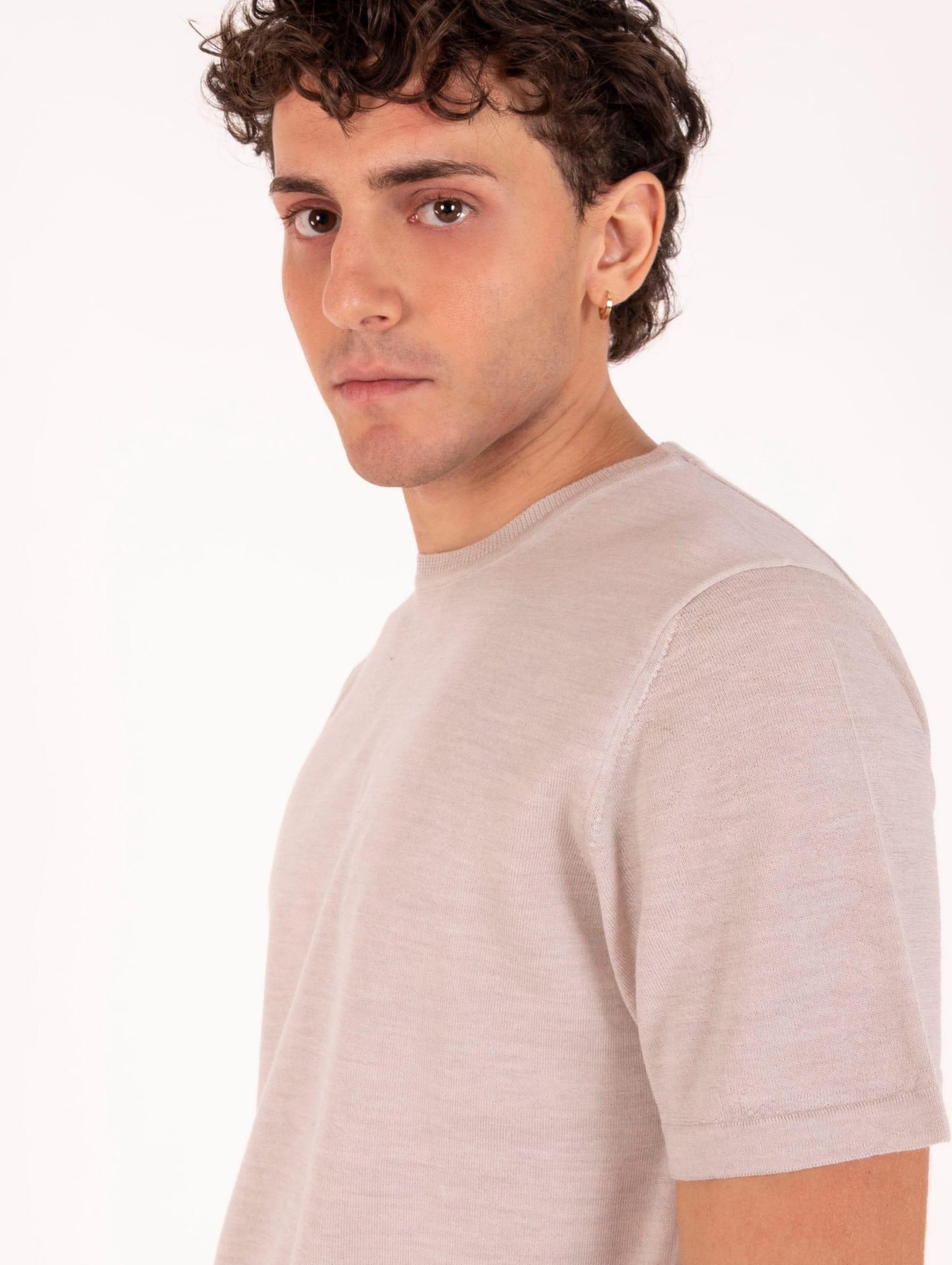 T-Shirt Four Stroke in Lana Merinos Extrafine Crema 001909 Four Stroke