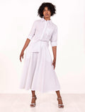 Gonna a Ruota White Sand in Cotone Stretch Bianca