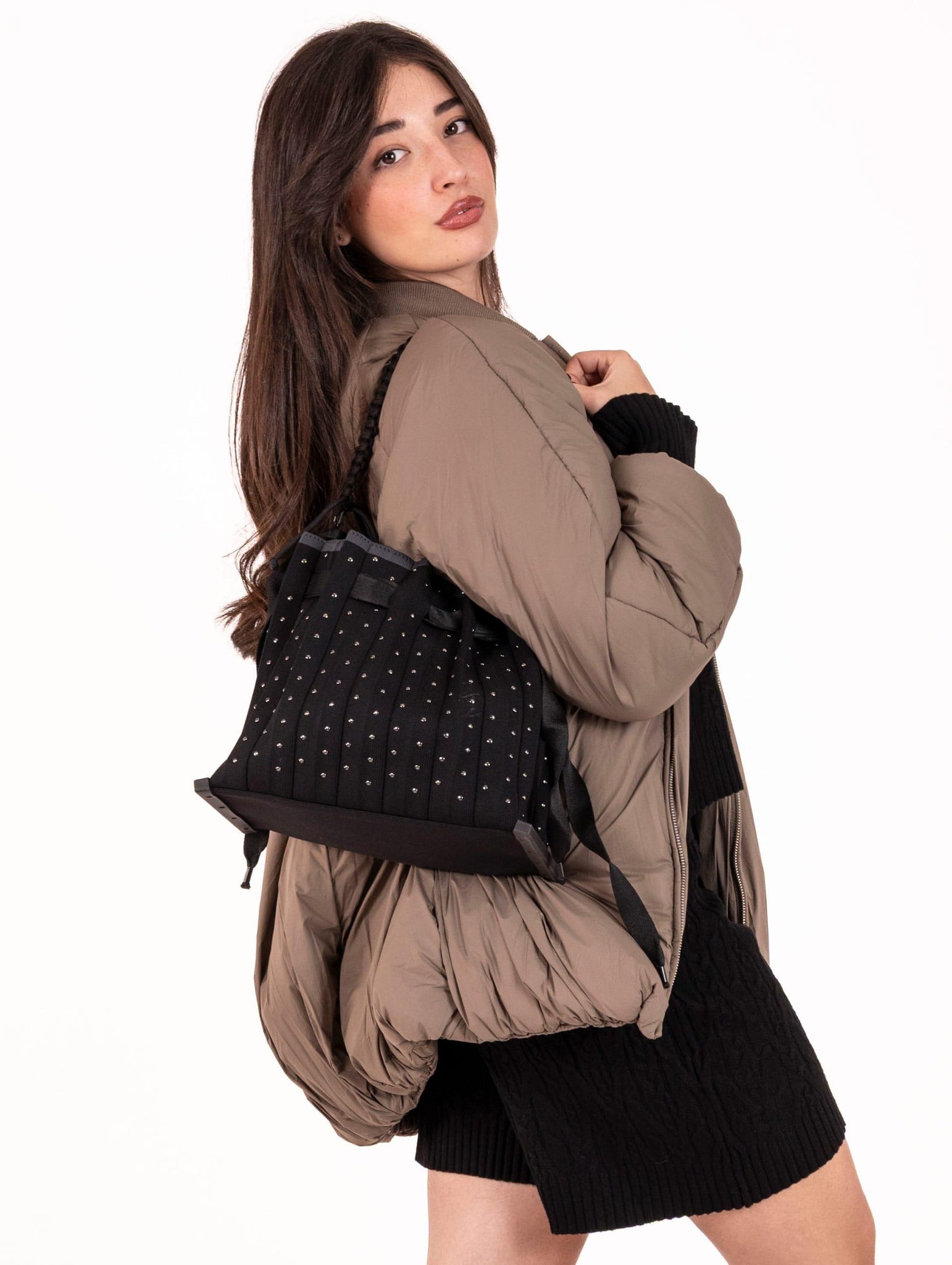 Secchiello Borchie Fri-yay in Maglia Nero SB_1227STUDS Fri-Yay