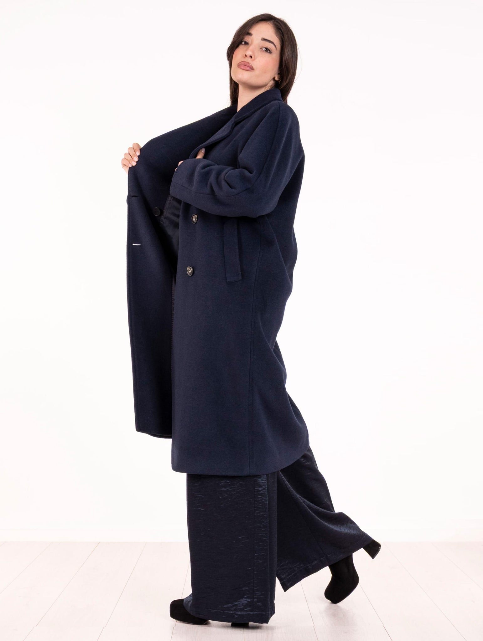 Cappotto Doppiopetto Fourstroke  in Lana e Viscosa Navy 1229BRAMANTE501 Four Stroke