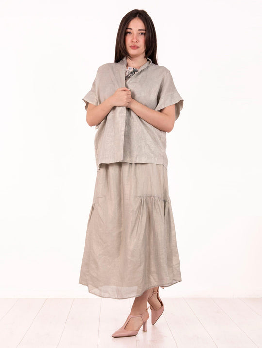 Giacca Kimono Alessia Santi in Lino Salvia