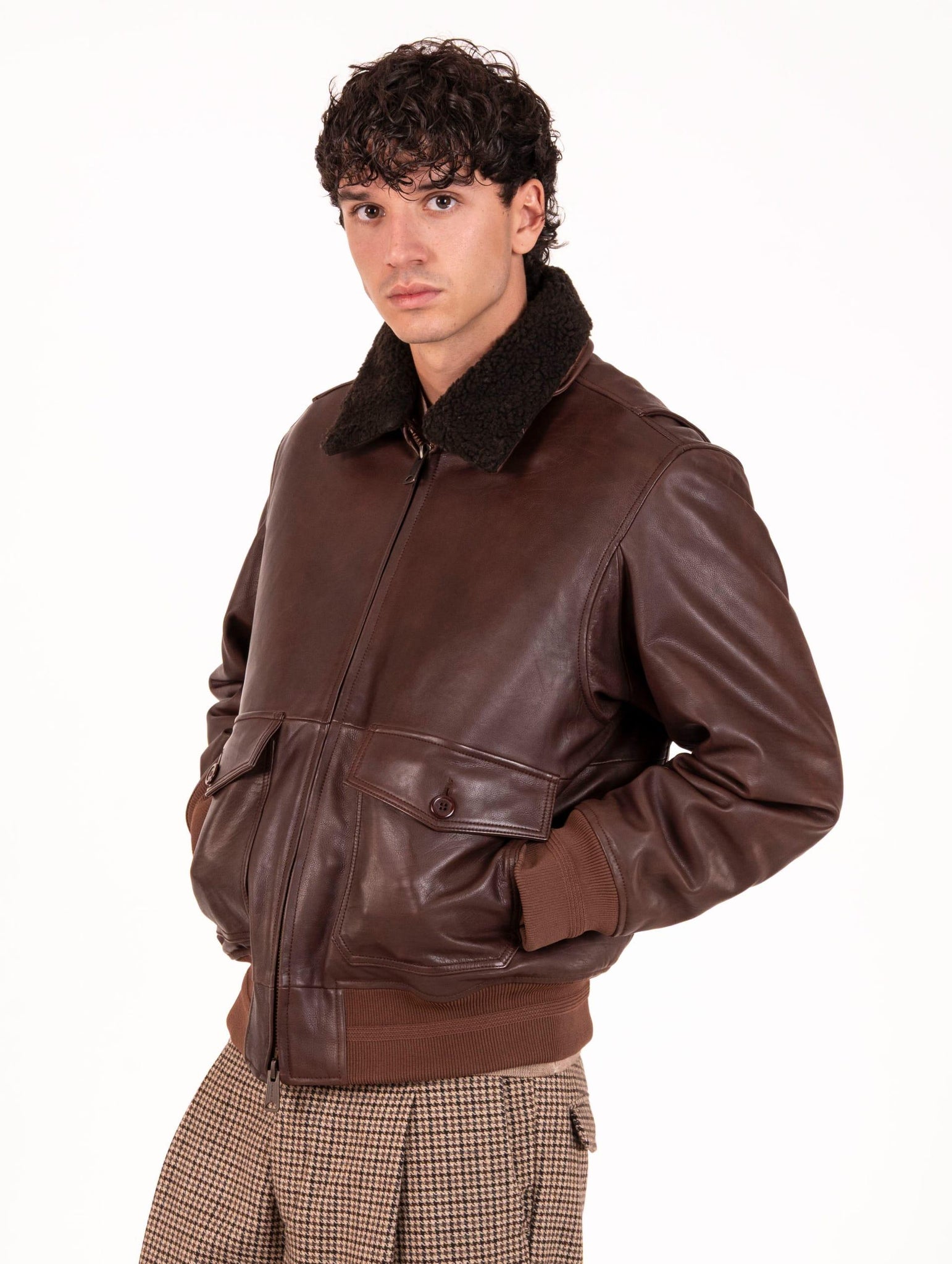Bomber Roy Roger's in Pelle Marrone RRU90265CP07XXXXC0140 Roy Roger's