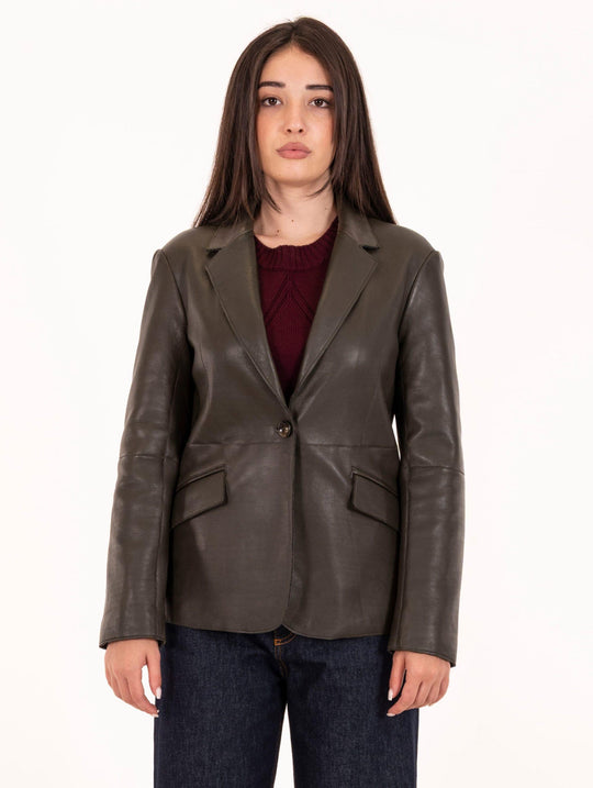 Blazer Liac The Jackie Leather in Pelle Plongee Verde