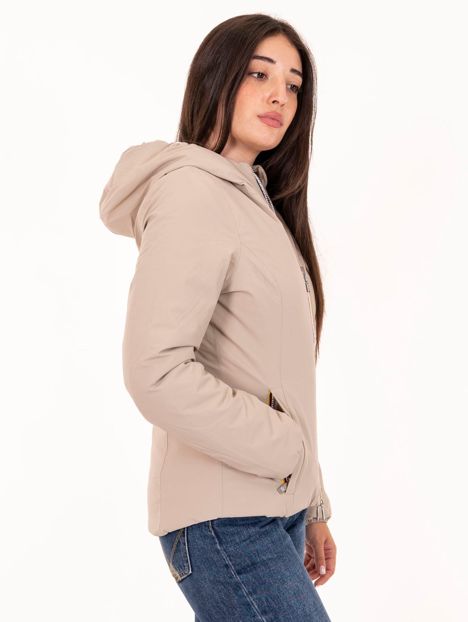 Giacca K-Way Lily Reversibile Beige e Bianco K6128TWBBA K-Way