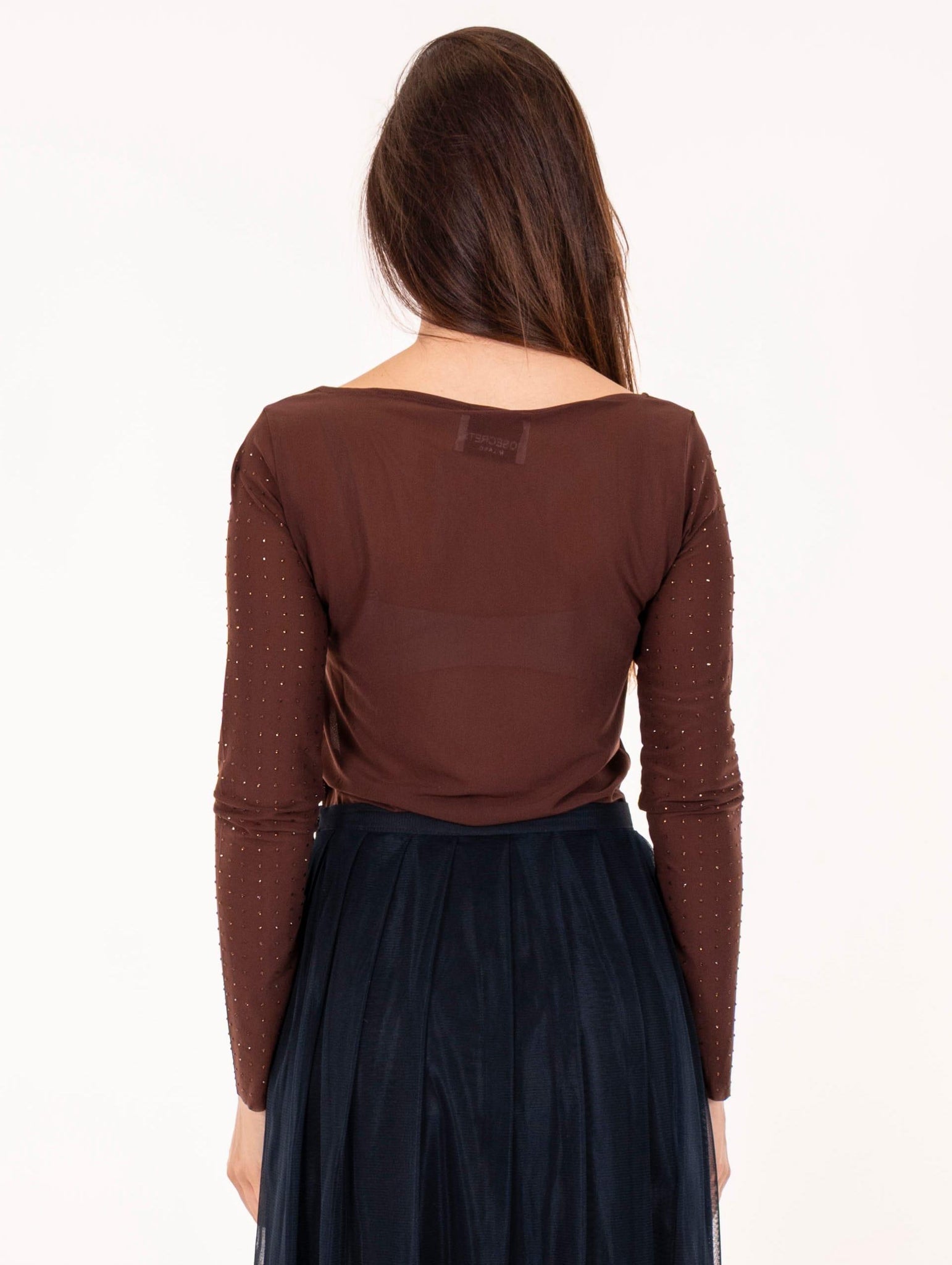 Maglia No Secret in Tulle con Strass Cioccolato 253NS147CIOCO NoSecrets