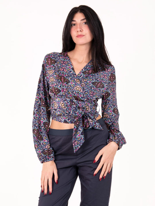 Blusa Beatrice Four Stroke in Viscosa Turchese
