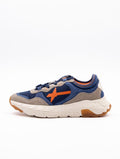 Sneaker W6YX in Technical Fabric and Blue and Gray Suede