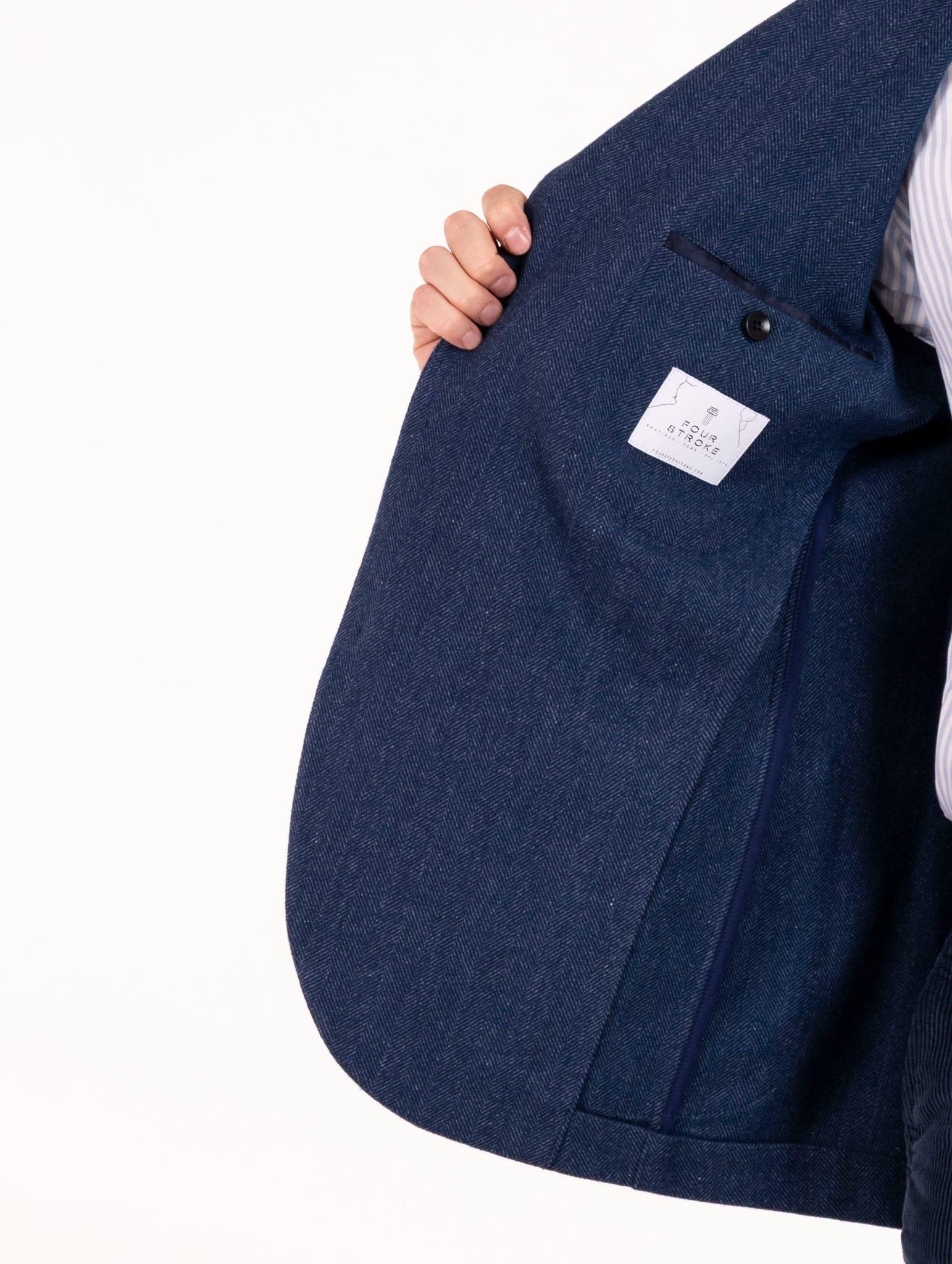 Giacca Sartoriale Four Stroke in Lana e Cotone Spigata Indaco WEEKEND2/13132056 Four Stroke