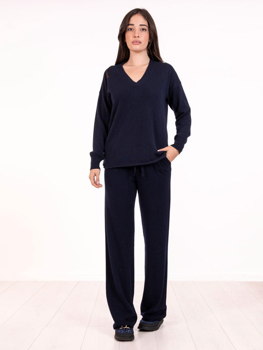 Maglia Over Alpha Studio in Lana e Cashmere Blu Notte