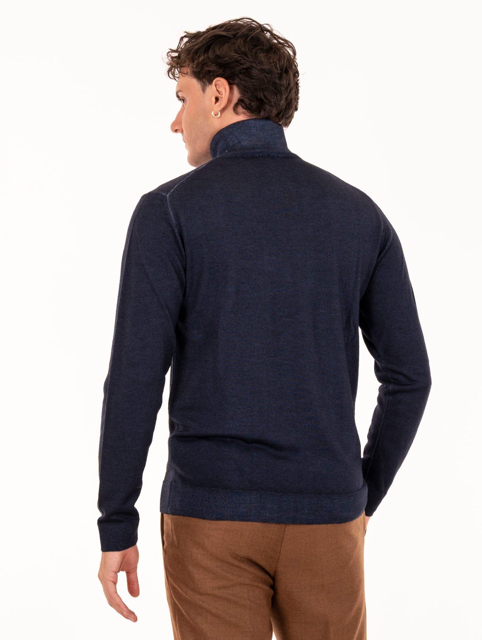 Maglia Dolcevita Four Stroke in Lana Merinos Extrafine Notte 000524 Daniele Fiesoli