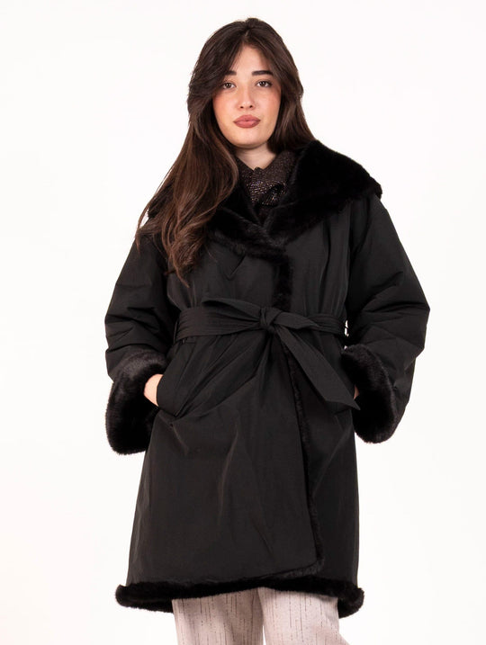 Cappotto Violanti Reversibile in Taffetà Nero