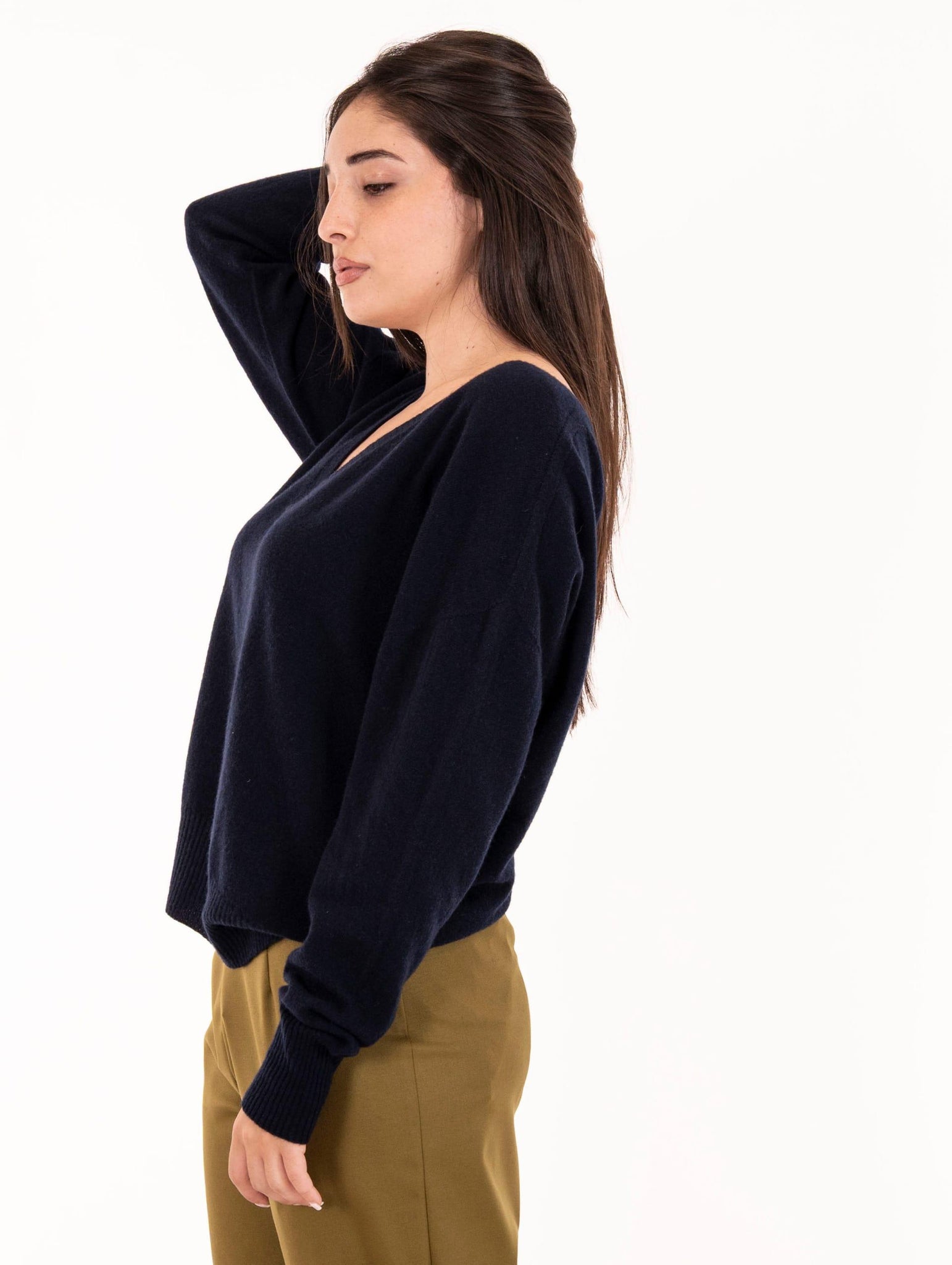 Maglia V Daniele Fiesoli in Lana e Cachemire Blu 318723 Daniele Fiesoli