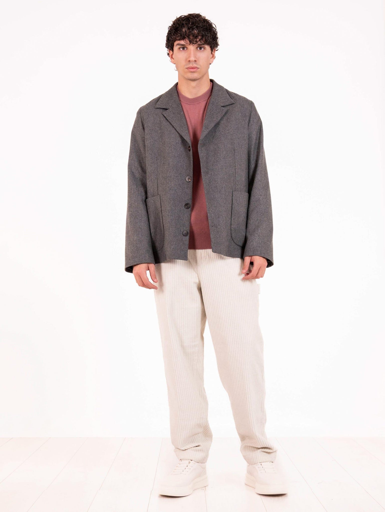 Giacca Devore in Lana e Viscosa Grigio Melange DVG5C-W21080205 Devore