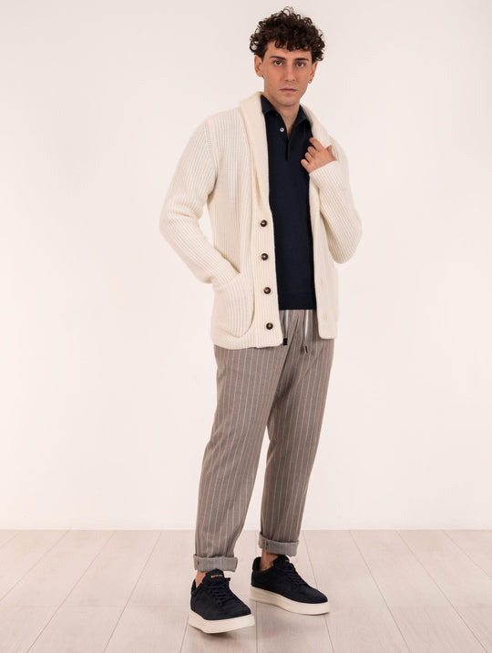 Cardigan Zanieri in Lana e Cashmere Bianco