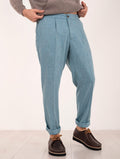 Pantalone Devore aus reiner Wolle in Azur Melange