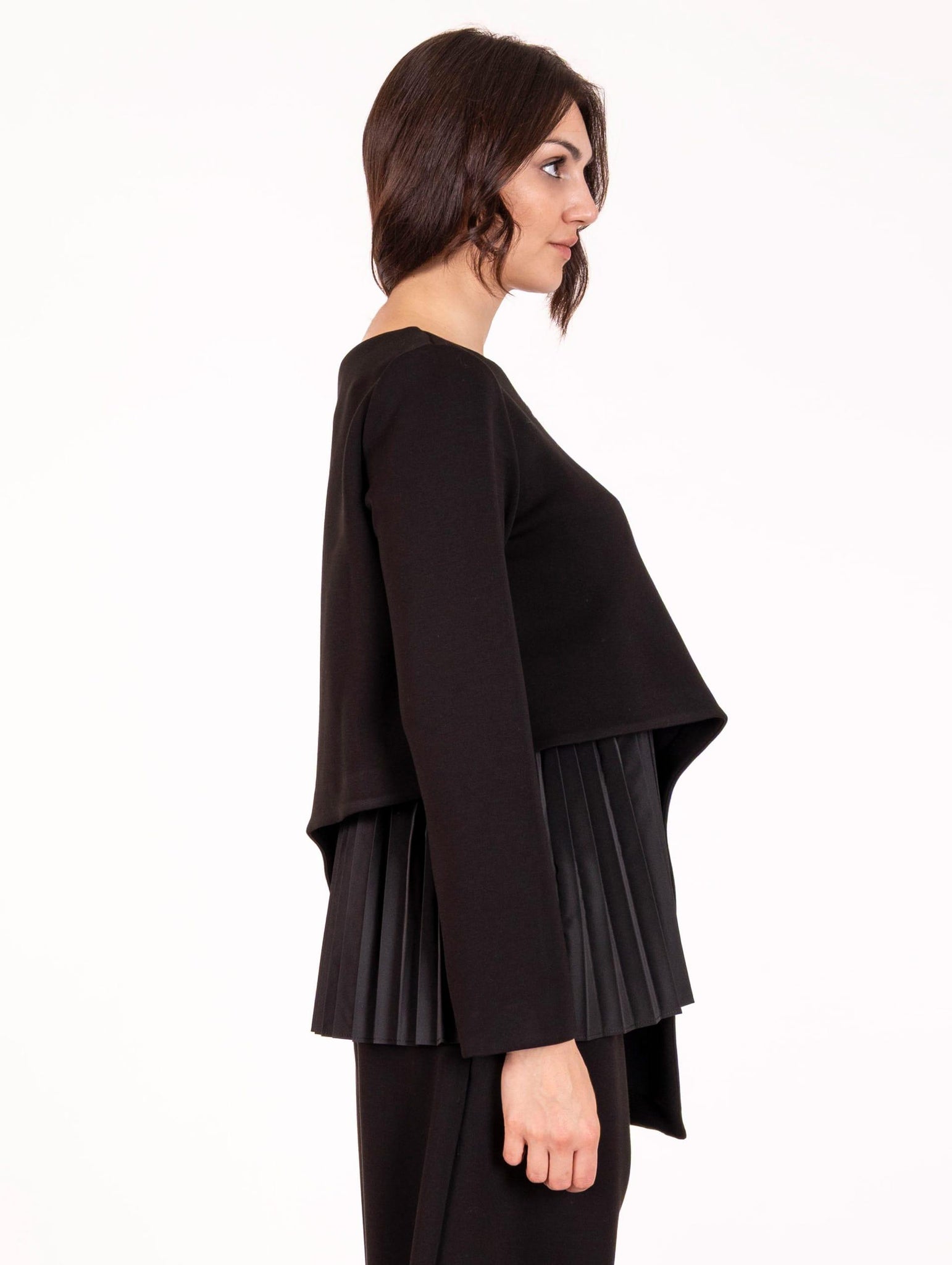 Blusa Meimeij Plisse in Scuba Nero M5ID14100 Meimeij