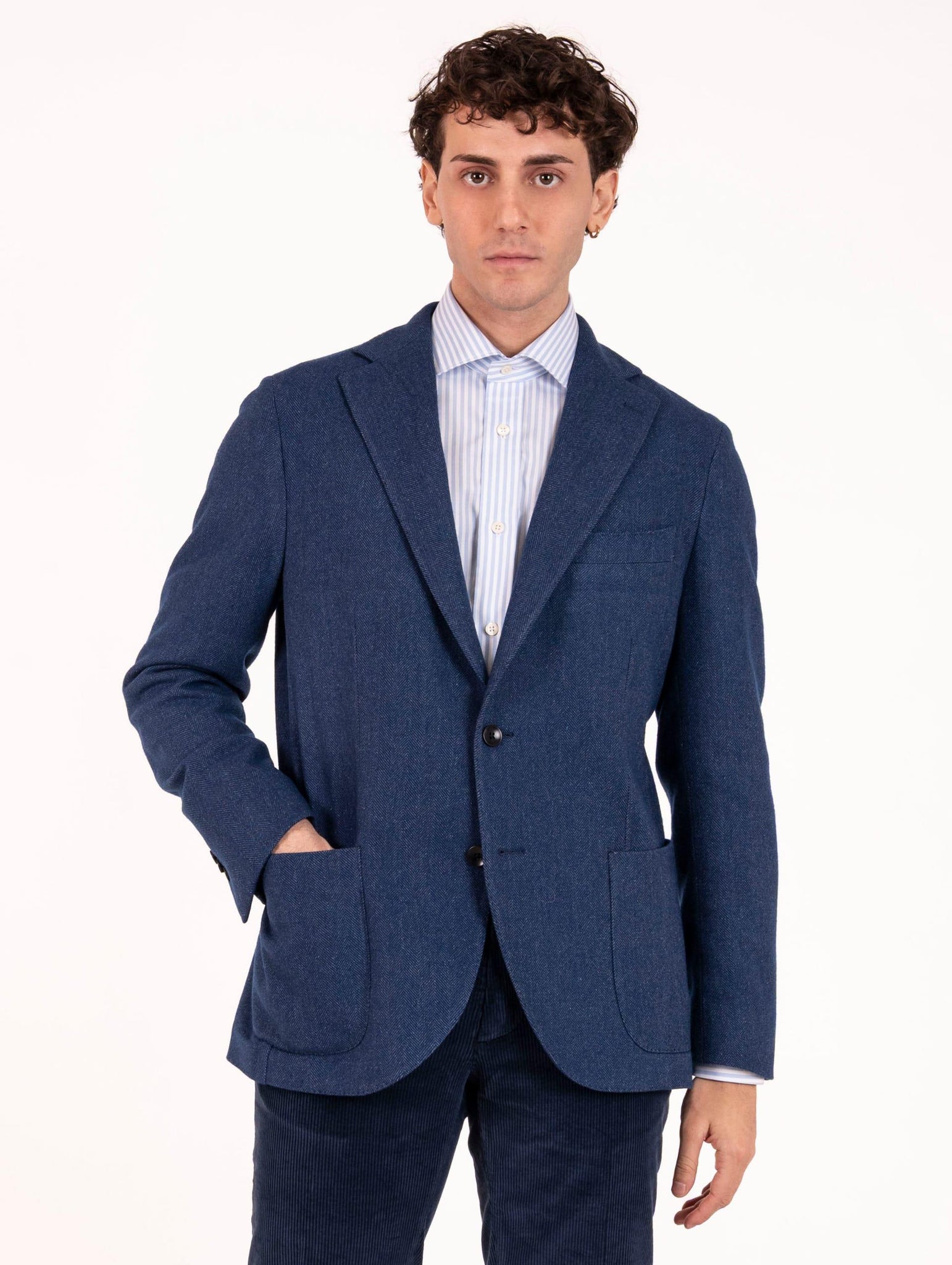 Giacca Sartoriale Four Stroke in Lana e Cotone Spigata Indaco WEEKEND2/13132056 Four Stroke